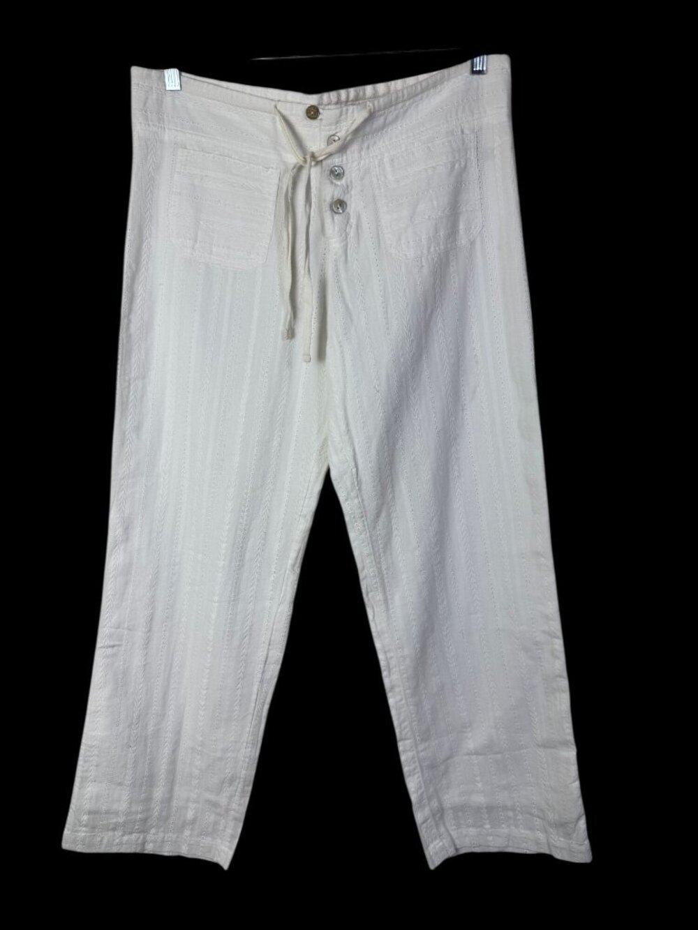NWOT Sundance Womens White Cotton Eyelet Drawstring Pants Size Medium Boho